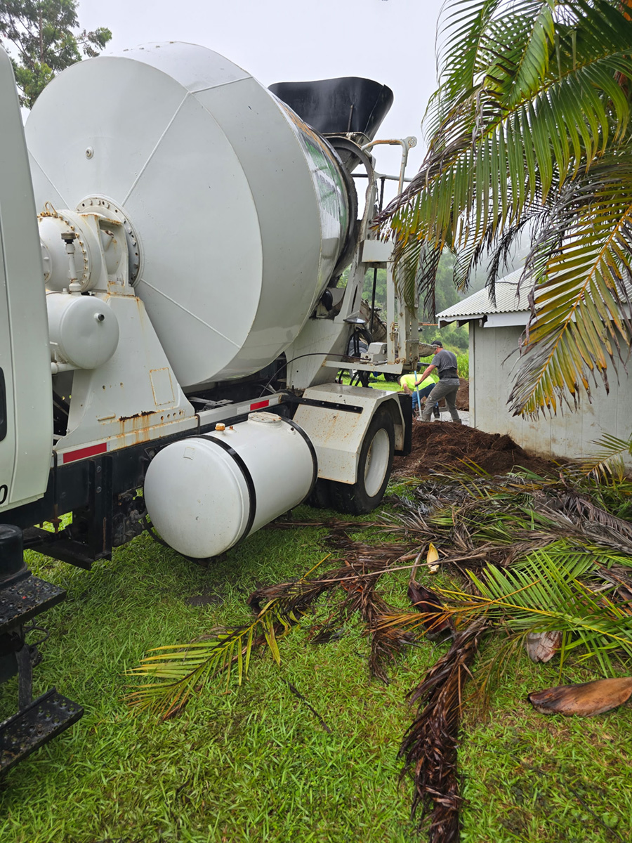 Chuting concrete in a tight backyard